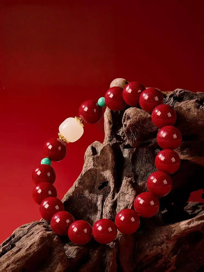 Eastculture Transparent white jade cinnabar Bracelet  - Get Love
