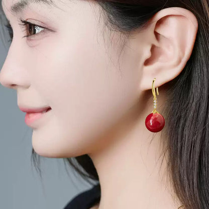 Eastculture Big Red Beads Earrings - Health & Longevity Blessing