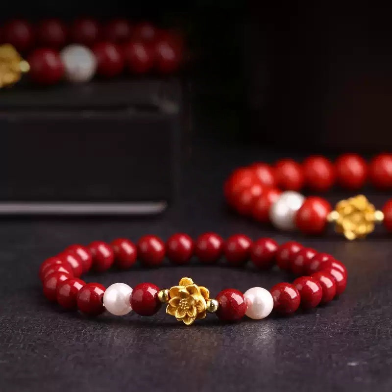 Eastculture Silver White Lotus Bracelet - Health & Longevity Blessing