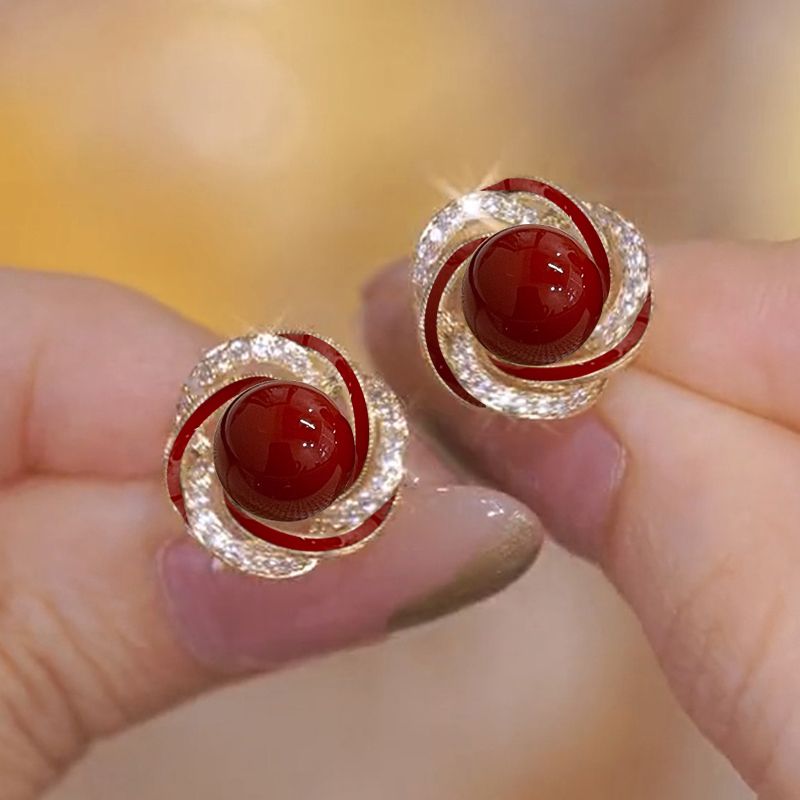 Eastculture Spiral silver-edged flower Earrings - Health & Longevity Blessing