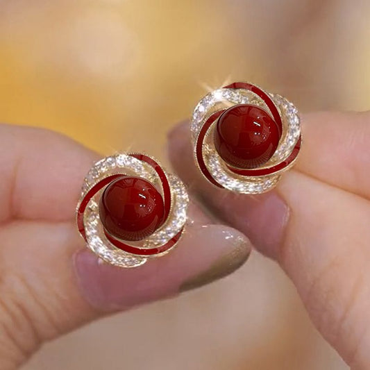 Eastculture Spiral silver-edged flower Earrings - Health & Longevity Blessing