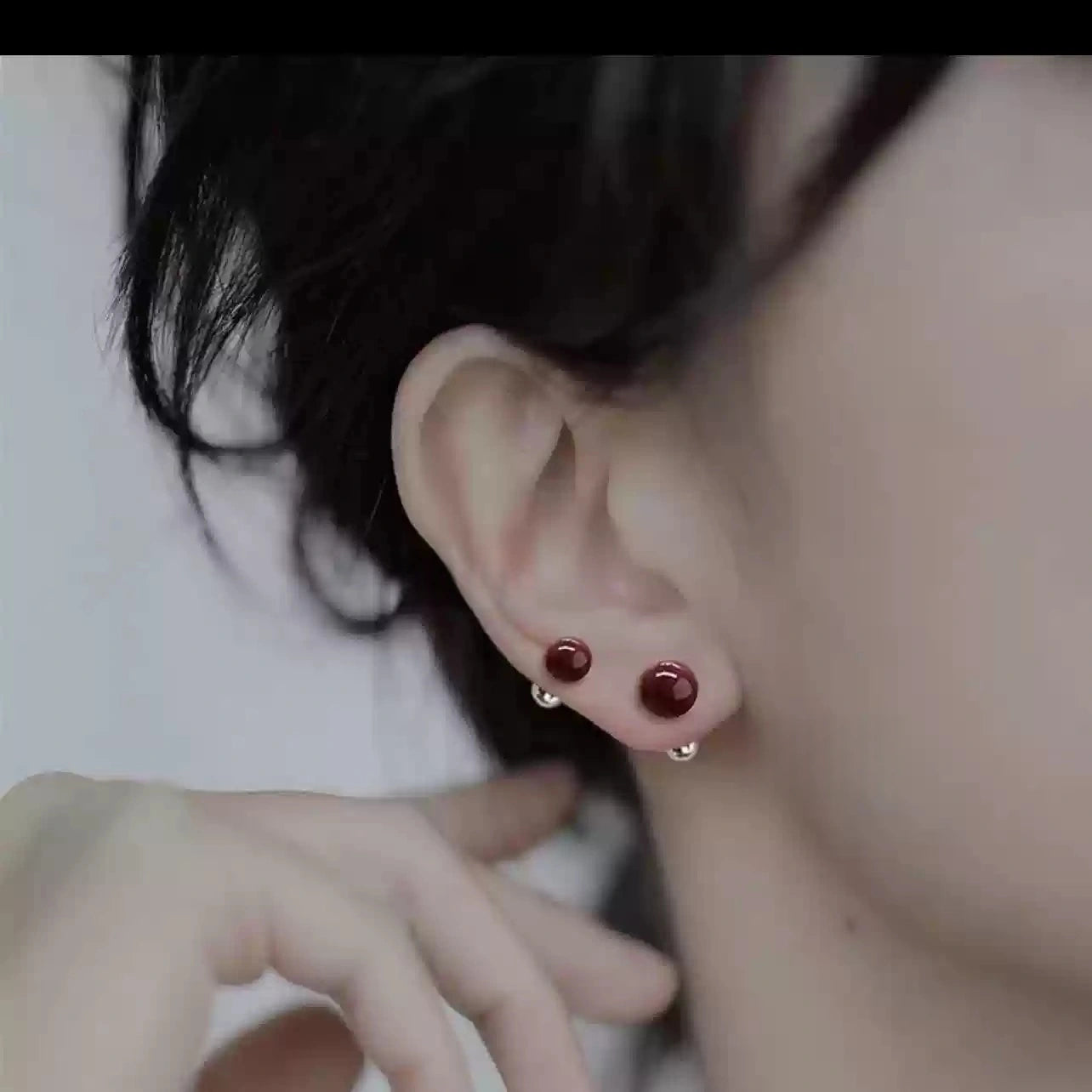 Eastculture Silver nail ruby Earrings- Fortune Collection