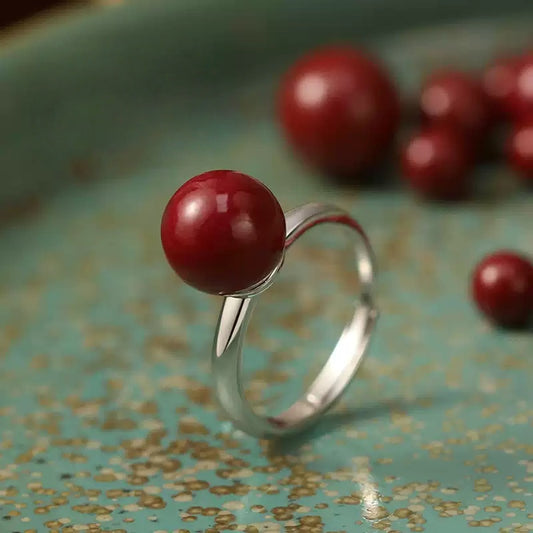 Eastculture Silver inlaid with ruby Ring  - Get love