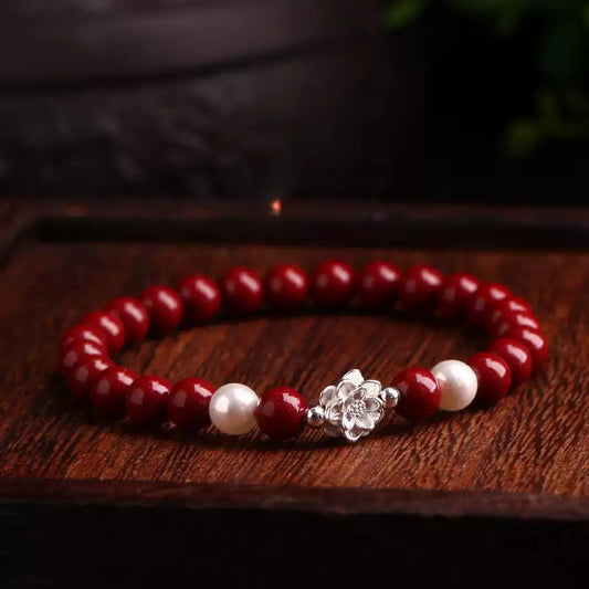 Eastculture Silver White Lotus Bracelet - Health & Longevity Blessing