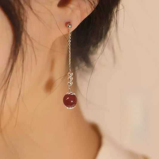 Eastculture Long pendant pearl ruby Earrings - Boost Your Fortune