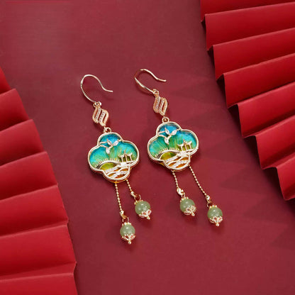 Eastculture  Green landscape design earrings