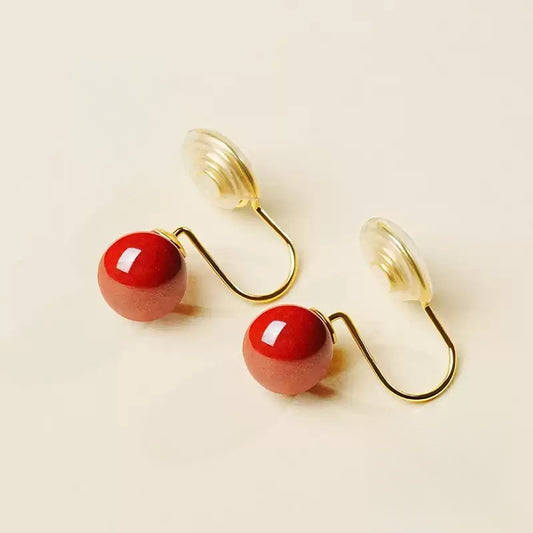 Eastculture Golden Hook and Ruby Earrings - Health & Longevity Blessing