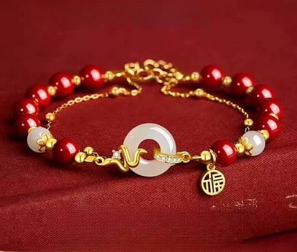 Eastculture Exquisite and auspicious white jade blessing Bracelet - Health & Longevity Blessing