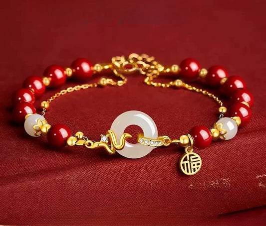 Eastculture Exquisite and auspicious white jade blessing Bracelet - Health & Longevity Blessing