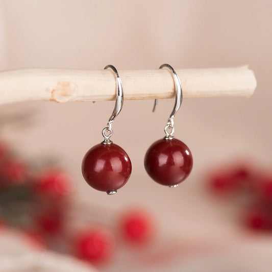Eastculture Big red Feng Shui beads Earrings - Wealth Magnet - Health & Longevity Blessing