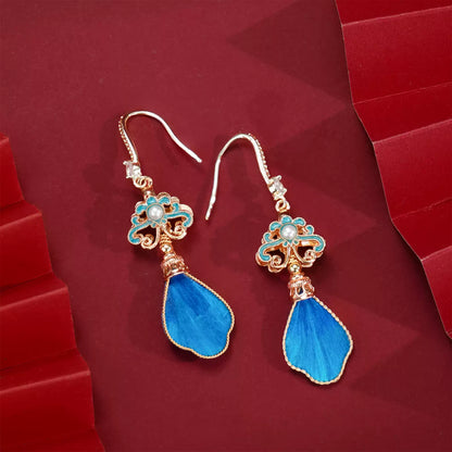 Eastculture  blue feathers earrings