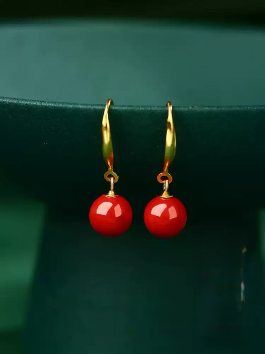 Eastculture Golden Hook and Ruby Earrings - Wealth Magnet