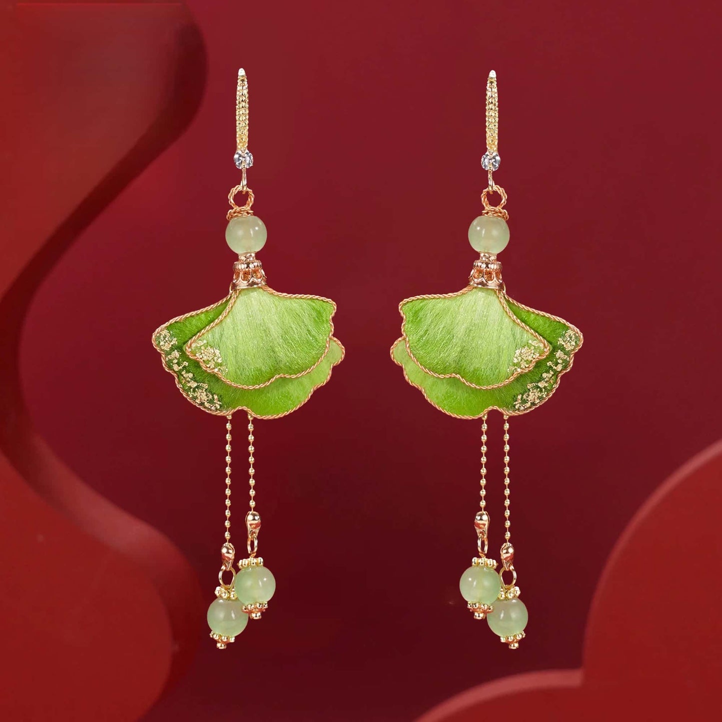 Eastculture  Green Sycamore Leaves earrings