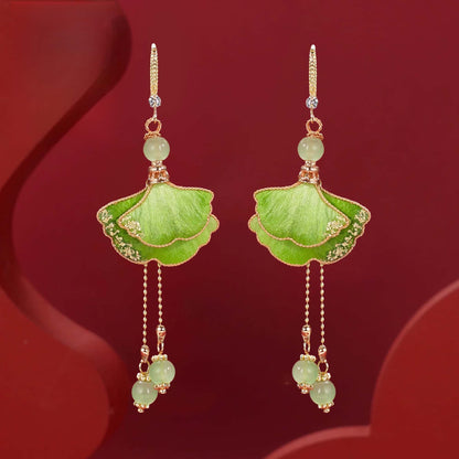 Eastculture  Green Sycamore Leaves earrings
