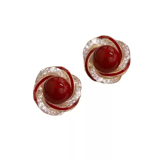 Eastculture Spiral silver-edged flower Earrings - Health & Longevity Blessing