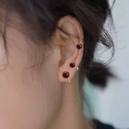 Eastculture Silver nail ruby Earrings- Fortune Collection