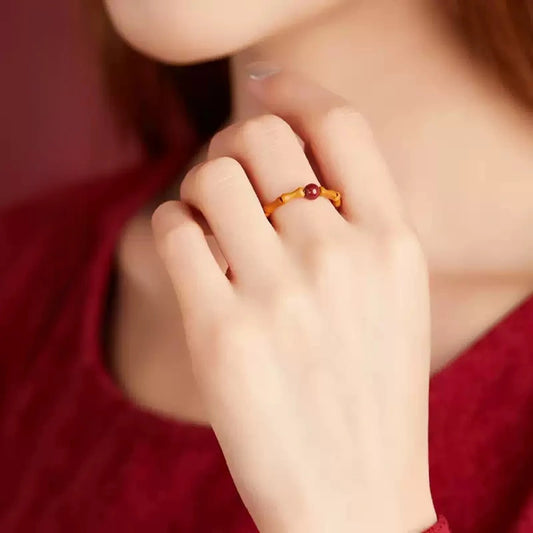 Eastculture Bamboo Ruby Ring- Increase wealth