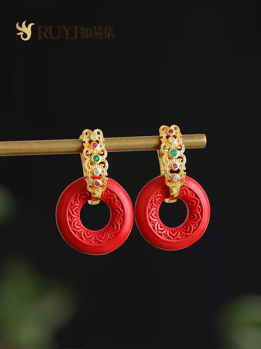 Eastculture five jade stones Earrings - Love Enhancer