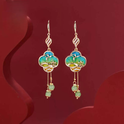 Eastculture  Green landscape design earrings