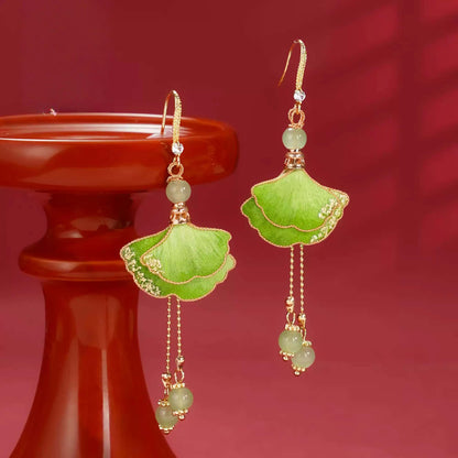Eastculture  Green Sycamore Leaves earrings
