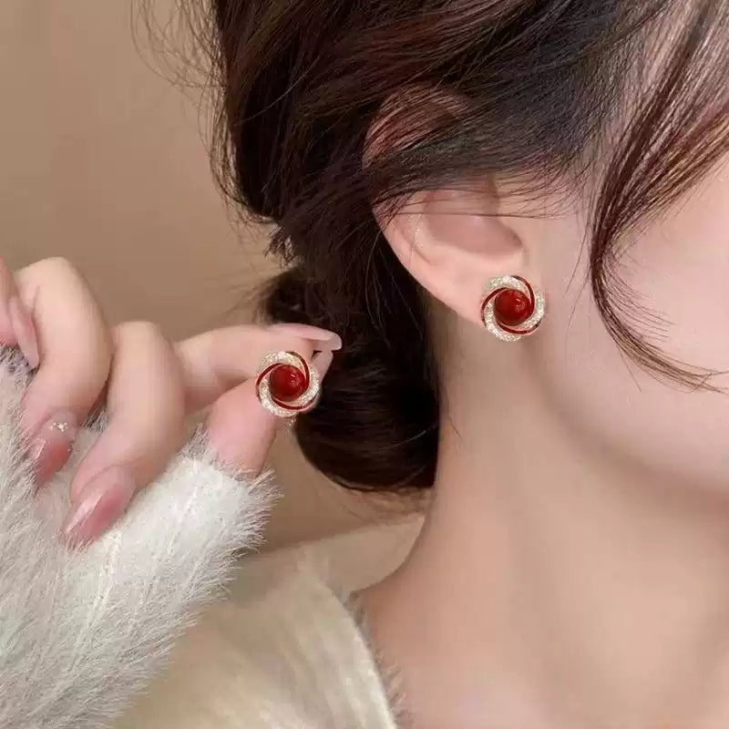 Eastculture Spiral silver-edged flower Earrings - Health & Longevity Blessing