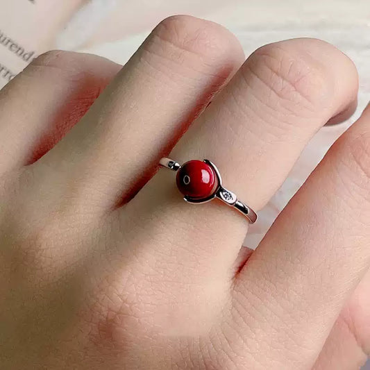 Eastculture Silver Ruby Ring - Health & Longevity Blessing