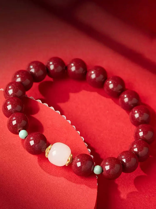 Eastculture Transparent white jade cinnabar Bracelet  - Get Love