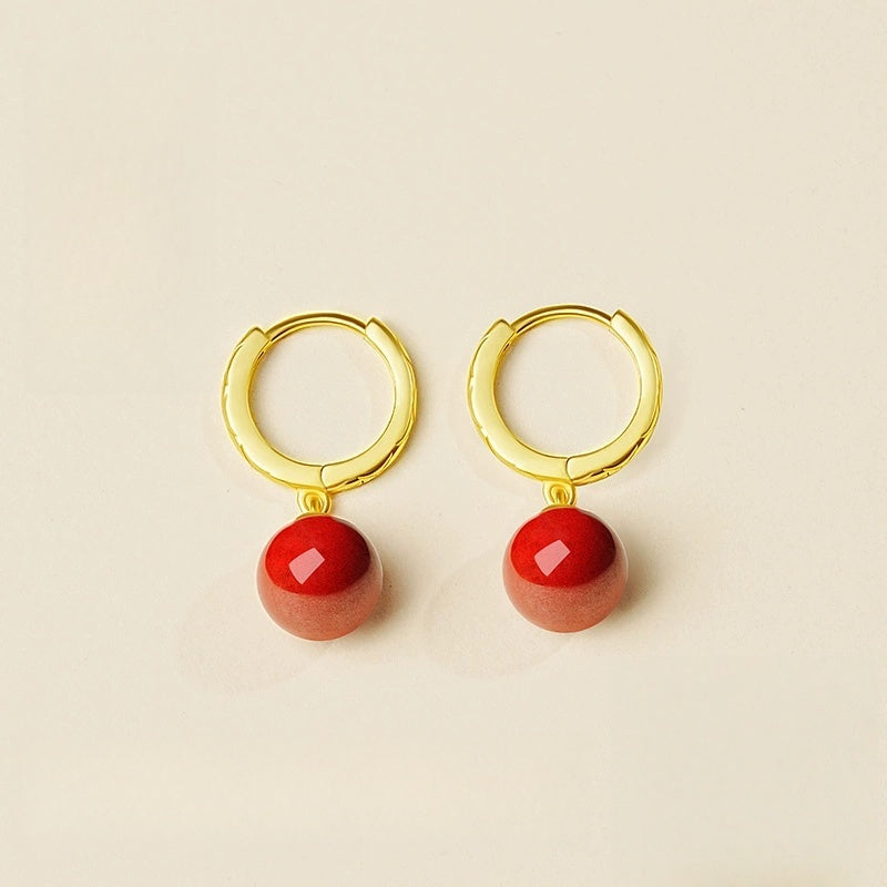 Eastculture Golden red cinnabar Earrings - Wealth Magnet