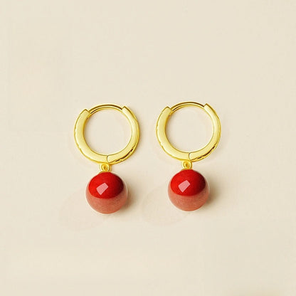 Eastculture Golden red cinnabar Earrings - Wealth Magnet