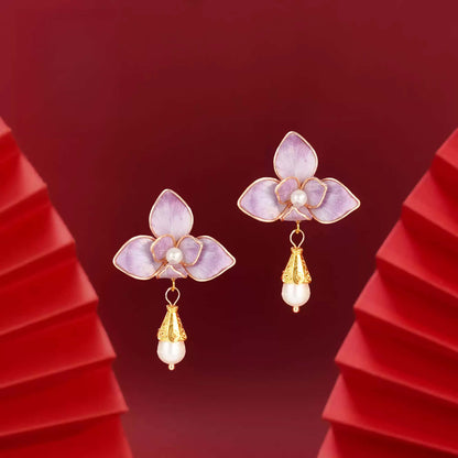 Eastculture  Three purple petals earrings