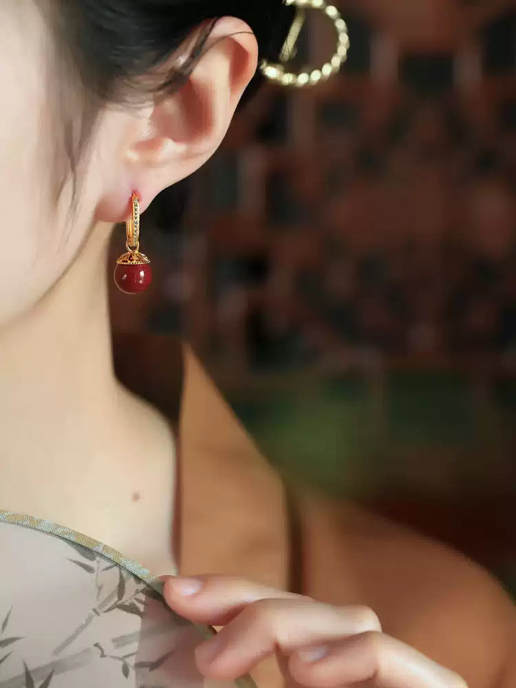 Eastculture Large gold ring ruby Earrings - Boost Your Fortune