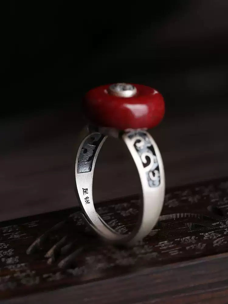 Eastculture Silver cinnabar Ring - Boost Your Luck