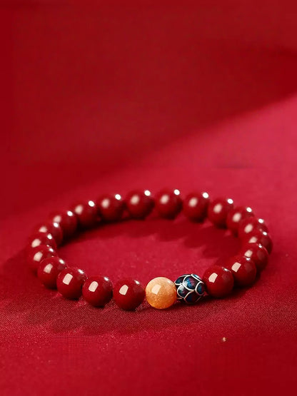 Eastculture Orange cinnabar blue lotus Bracelet - Feng shui metaphysics