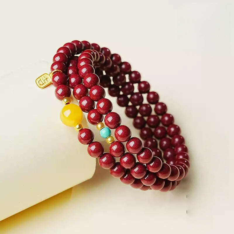 Eastculture Triple Auspicious Cinnabar Bracelet - Increase Luck