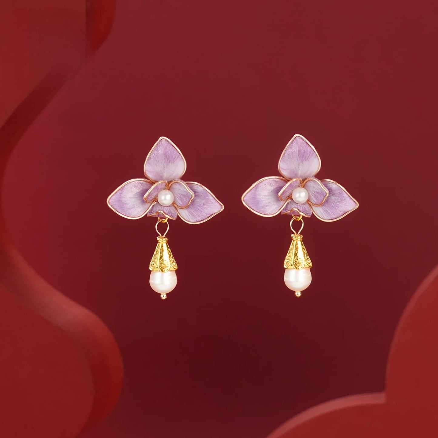 Eastculture  Three purple petals earrings