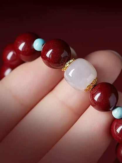 Eastculture Transparent white jade cinnabar Bracelet  - Get Love