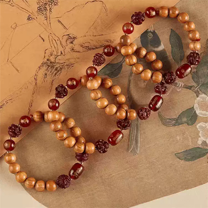 Eastculture Wooden cinnabar Buddha Bracelet - Health & Longevity Blessing