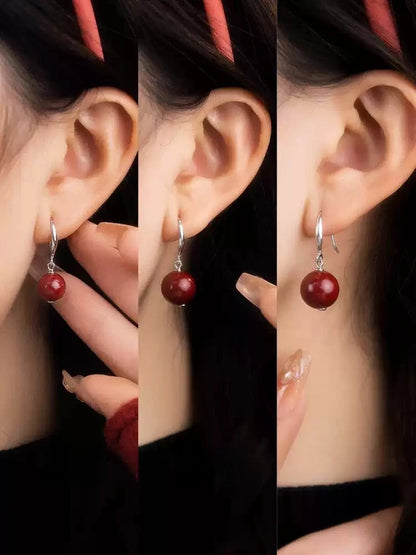 Eastculture Big red Feng Shui beads Earrings - Wealth Magnet - Health & Longevity Blessing