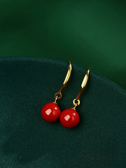 Eastculture Golden Hook and Ruby Earrings - Wealth Magnet