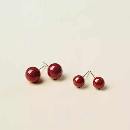 Eastculture Hand-polished red jade Earrings - Health & Longevity Blessing