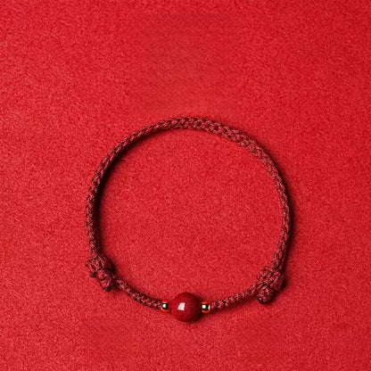 Eastculture Handmade red rope single cinnabar Bracelet - Increase wealth