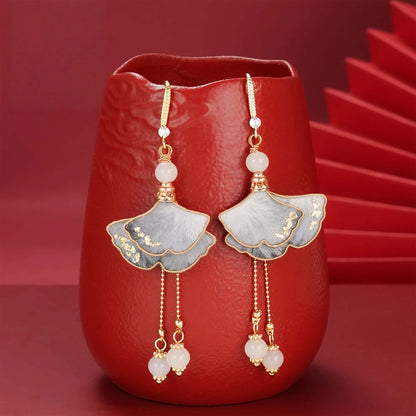 Eastculture  gray ginkgo leaves earrings