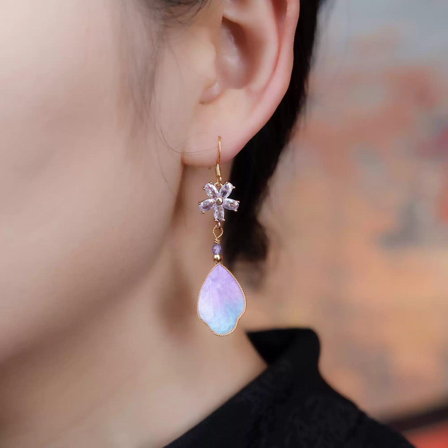 Eastculture  Purple feathers earrings