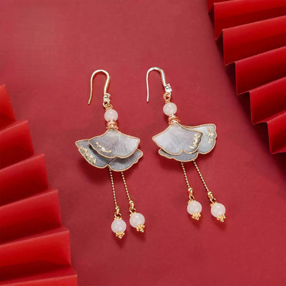 Eastculture  gray ginkgo leaves earrings