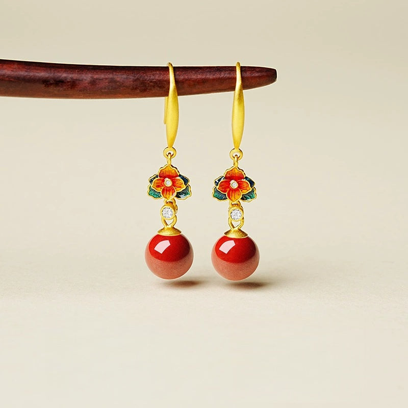 Eastculture Exquisite red flowers Earrings - Health & Longevity Gift
