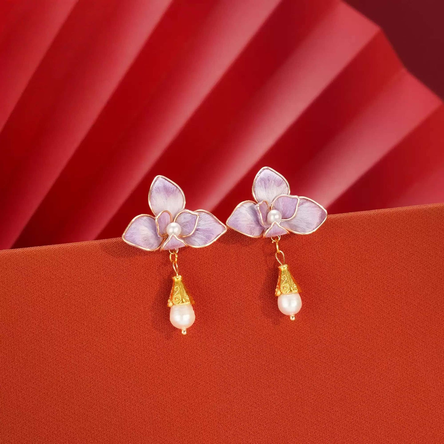 Eastculture  Three purple petals earrings