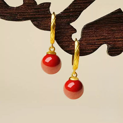Eastculture Golden red cinnabar Earrings - Wealth Magnet