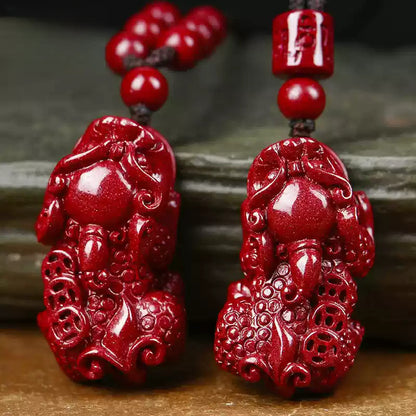 Eastculture Pixiu Cinnabar Necklace - Enhance Your Luck