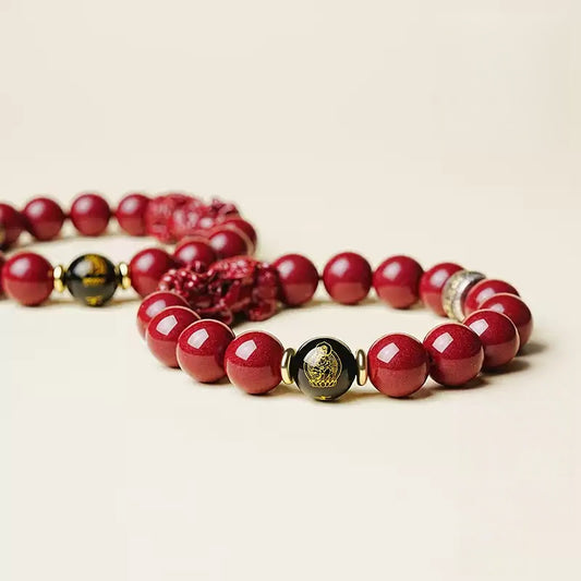 Eastculture Pixiu Buddha Cinnabar Bracelet - Increase Luck