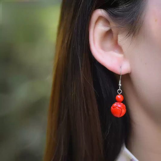 Eastculture Lucky Double Red Beads Earrings - Boost Your Fortune